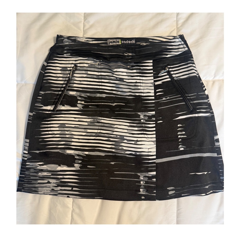 Jamie Sadock Golf Skort Womens 2 Black White Excellent Abstract Stripe Athletic